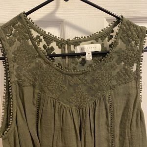 COPY - Green flowy embroidered sleeveless blouse